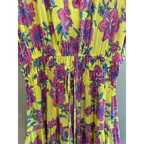 Size S Easel Los Angeles Boho Peach Blossom Floral Maxi Dress in Yellow - Picture 6 of 8